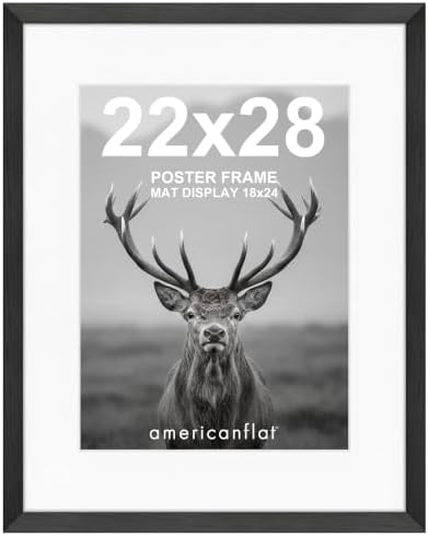 Americanflat 22x28 Poster Frame - Matted to 18x24 - Engineered Wood - Black by Americanflat