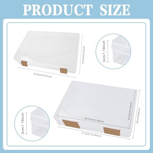 12 Pcs Clear Paper Storage Box, Brown, 12.4 x 9.84 x 1.18 Inches - Image 2