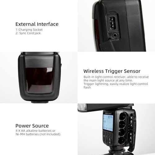 PHOTOOLEX Camera Flash Speedlite FK310, GN33 LCD Display, Manual S1/S2 - Image 4