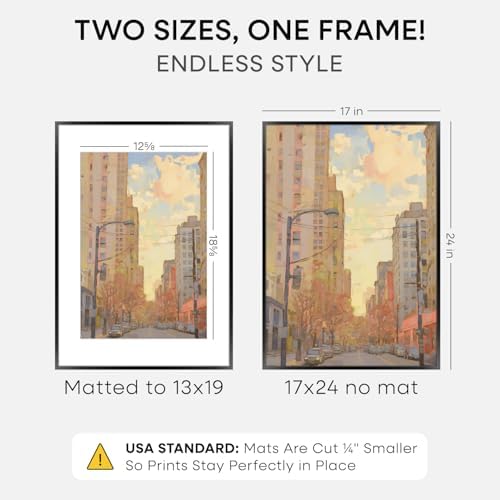 Homeforia 17x24 Black Picture Frame, High-End Metal, 13x19 Mat, Glass - Image 3