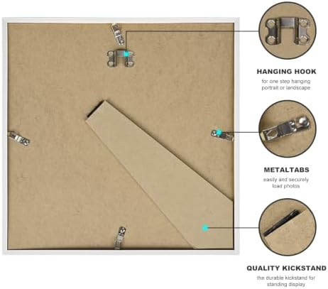 12x12 Picture Frame Set of 6, Display Pictures 8x8 with Mat or 12x12 Without Mat, Tabletop Display and Wall Hanging Photo Frame, Gallery Wall Frame Set, Honey Oak - Image 3