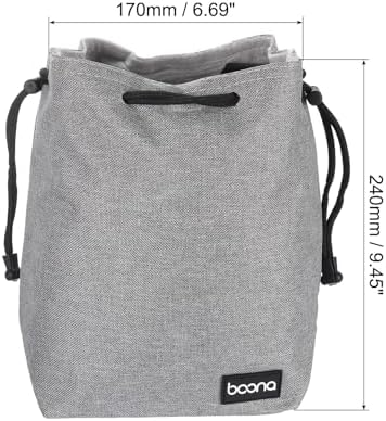 PATIKIL Soft Drawstring Lens Case, Lens Pouch Bag with Cotton Pad 6.69" x 4.72" Thick Fleece Cloth Camera Lens Bag for SLR Lens Water Cups, Grey - Image 2