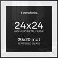 Homeforia 24x24 Black Picture Frame, High-End Metal, 20x20 Mat, Glass by Homeforia