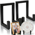 2 Pack Large Plate Stands, 8" Tall Picture Stands for Display, Industrial-Style Metal Wall Mount Photo Frame Holders, Heavy Duty Black Tabletop Easels for Pictures, Books, Platters, Artworks by ELFULLY
