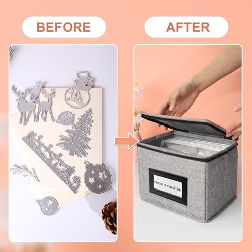 Die Cut Storage Box,Die Cut Storage Organizer,Fully-Padded Inside with Sturdy Construction, Magnetic Sheets for Dies Storage ,Scrapbooking Paper,Picture,Photo(no magnet sheet) - Image 6