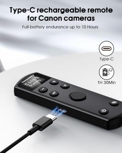 for Canon Camera Remote Control, Hanpusen Rechargeable Wireless Shutter Release with OLED Screen for R50/G7X Mark III/R8/R5/R/RP/R50 V/R10/R5 Mark II/M50/M200/6D Mark II/M6 Mark II, Replace BR-E1 - Image 5