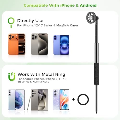 Golf Selfie Stick Tripod & Ground Spike to Record Swing, Phone Mount Golf Spike& Tripod, Strong Magnetic Mount, 11.4–47in Adjustable Pole, 1/4" Thread, Portable& Compact, Durable Aluminum Design - Image 4