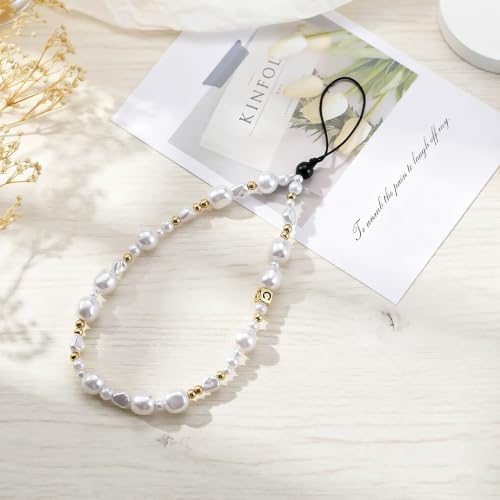 Beaded Phone Charm Lanyard Strap Girly Style Fixed Beads Pearl Lanyards - Image 5