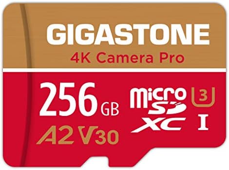 【5-Years Data Recovery】 GIGASTONE 256GB Micro SD Card, 4K Camera Pro, A2 V30 for Smartphone, Gopro, Action Cams, 4K UHD Video, Nintendo-Switch Compatible, Up to 100MB/s, UHS-I U3 C10 with Adapter by Gigastone