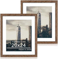 20x24 Picture Frame Set of 2, 20 x 24 Wood Poster Frames with Mat for 16x20, Wooden Photo Frames with Tempered Glass Cover for Wall Display, Rustic Brown by CCDCC