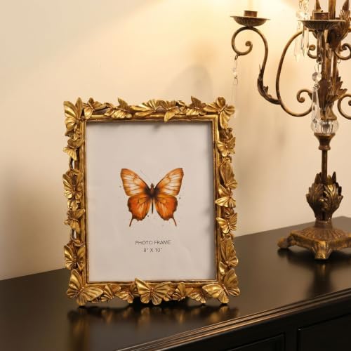 Gold 8X10 Vintage Picture Frames Golden Butterfly Elegant Retro European Design, Antique Photo Frame for Wall Hanging and Tabletop Display, Retro Design Home Decor - Image 4