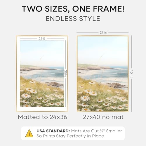 Homeforia 27x40 Gold Poster Frame, High-End Metal, 24x36 Mat, Glass - Image 2