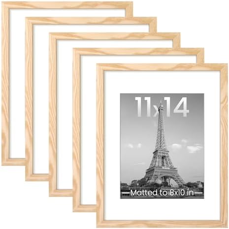 upsimples 11x14 Picture Frame, Gallery Wall Frames Set of 5, Natural Style by upsimples