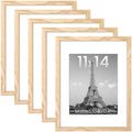 upsimples 11x14 Picture Frame, Gallery Wall Frames Set of 5, Natural Style by upsimples