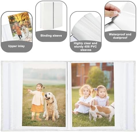 Photo Album 4x6 100 Pockets, Linen Cover Top Loader Vertical, Slip-in Picture White Pockets Albums for Wedding, Family, Anniversary, Baby, Vacation - Image 5