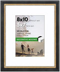 Americanflat 8x10 Vintage Picture Frame - Matted to 5x7 - Black & Gold by Americanflat