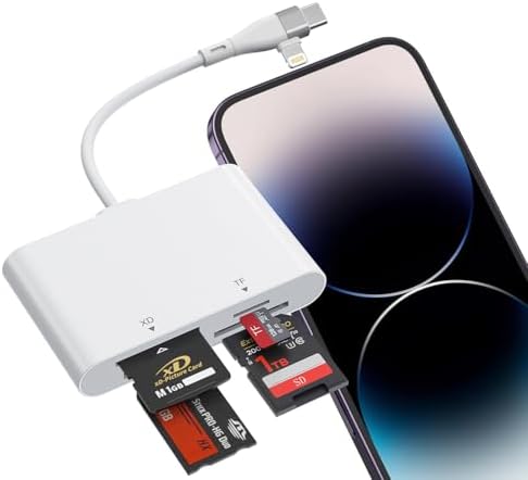 Memory Stick Pro Duo Adapter, USB-C & Lightning, SD/TF/MS/xD Card Reader by Ardaddyn