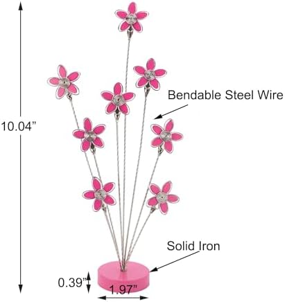 8-Branch Family Tree Picture Frame Holder, Card Photo Clips Holder Desk Stand for Memo Paper Note Photo Christmas Wedding Card Display (Rose Red Flower) - Image 3