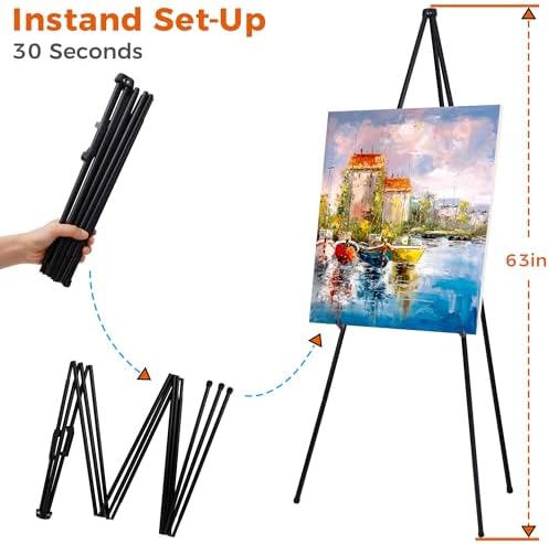 ARTASY 63" Easel Stand for Wedding Signs, Black, 1 Pack with Carry Bag - Image 2