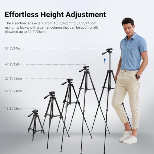 NEEWER Entry Level Version Tripod for Cell Phone & Camera, Metal Lightweight Portable Travel Stand with Cold Shoe Cellphone Holder Mount Compatible with iPhone for Video Recording Filming, TP53 - Image 4