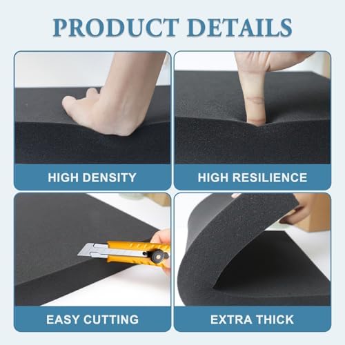 Black Polyurethane Foam Inserts for Cases, 16 x 12 x 4 Inch, Cuttable Packing Padding for Tool Box, Camera, Crafts and Storage - Image 5