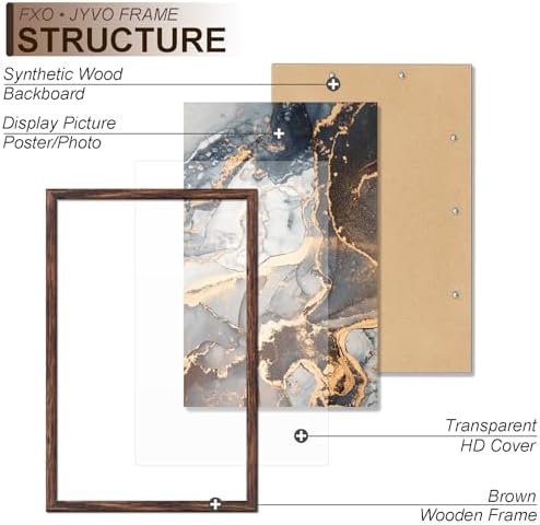Fxojyvo 14x22 Picture Frame Set of 3 Brown Engineered Wood Wall Hanging - Image 3