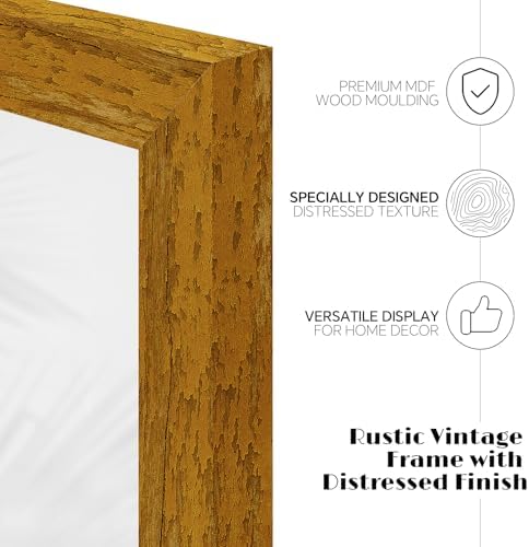 puthiac 5x7 Rustic Farmhouse Picture Frame, Honey Oak, 1 Pack - Image 2