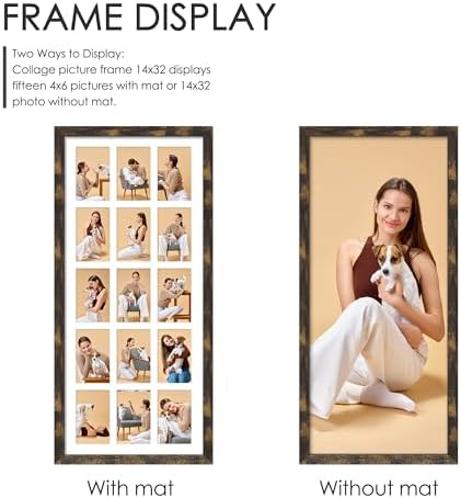 DUENPY 14x32 Collage Frame For 15 4x6 Photos Brown - Image 4