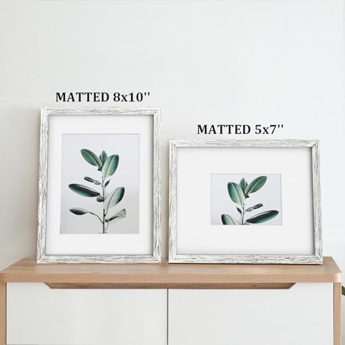 Egofine 11x14 Picture Frames Set of 4, Made of Solid Wood Covered by Plexiglass 5x7 and 8x10 with Mat or 11x14 without Mat, for Table Top Display and Wall Mounting Photo Frame Driftwood White - Image 5