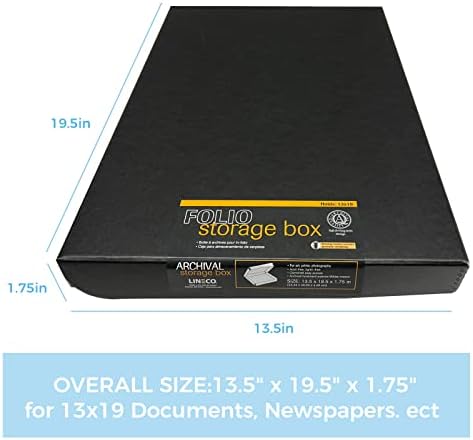 Lineco Clamshell Archival Storage Box, 13.5x19.5x1.75 In, Black, Pack of 2 - Image 2