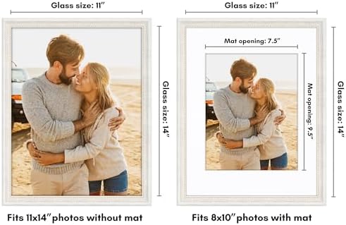 Americanflat 11x14 Vintage Picture Frame - Matted to 8x10 - White & Gold - Image 2