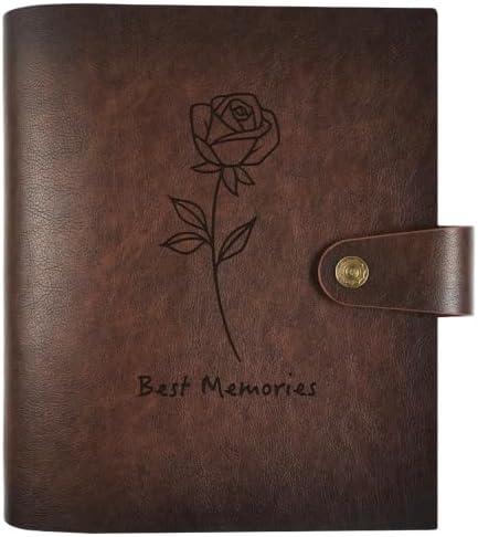 Photo Album 4x6 200 Pockets, Genuine Leather Photo Albums 200 Photos with Writing Space 30 Writing Paper, Family Wedding Travel Kids Graduation Ultrasound Baby Picture Album Scrapbook, Mother Gifts by Adeerus