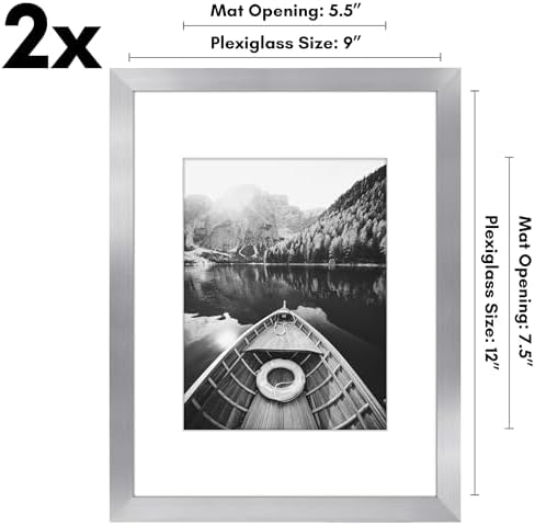 Americanflat 9x12 Picture Frame 2-Pack - Matted to 6x8 - Silver - Image 2