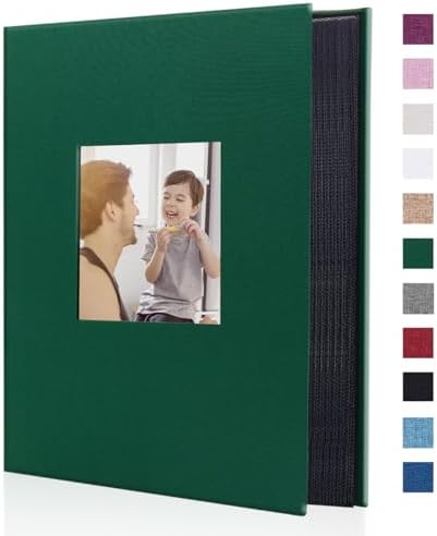Artmag Fabric Photo Album 4x6 300 Large Capacity for Family Wedding Anniversary Linen Album Holds 300 Horizontal Photos (300 Pockets, Dark Green) by Artmag