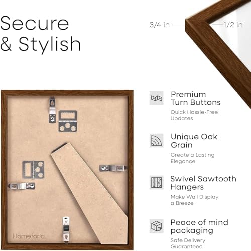 Homeforia 5x10 Brown Oak License Frame, High-End Wood, 3.5x8 Mat, Glass - Image 2
