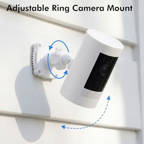 Adjustable Wall Mount Compatible with Ring Spotlight Cam Pro/Plus (Battery), Ring Stick Up Cam (Battery), Outdoor Security Camera Mount with Strap for Wall, Pole or Tree Installation, White - Image 4