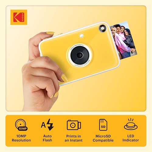 Kodak Printomatic+ Full Color Instant Print Digital Camera Gift Bundle + Case + Zink 2x3 Sticky Back Photo Paper 20pk + Album + Sticker Sets + Sticker Frames + Hanging Frames + Markers - Yewllow - Image 2