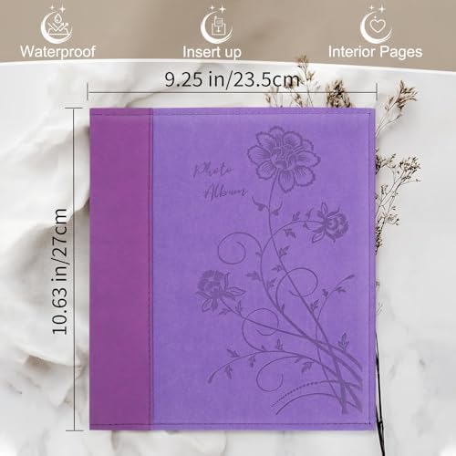 Photo Album 8x10 2 Packs Clear Pages Pockets Leathe Cover Slip Slide in Photo Album Each Holds 100 Vertical 8x10 Photos Picture Book for Wedding Family (Purple) - Image 2