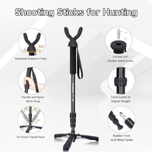 24"-64" Shooting Stick Monopod Hunting Tripod with 360° U Yoke Rest - Image 2