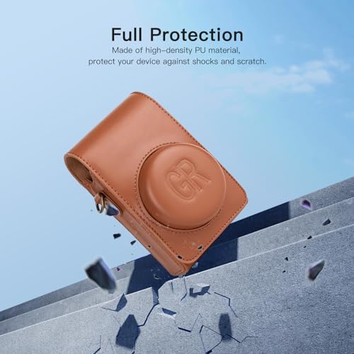 Case for Ricoh GR IV Camera,PU Leather Carrying Bag with Adjustable Shoulder Strap,Retro Style Protective Bag for Ricoh GR IV - Brown - Image 2