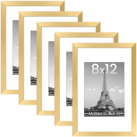upsimples 8x12 Picture Frame, Gallery Wall Frames Set of 5, Gold by upsimples