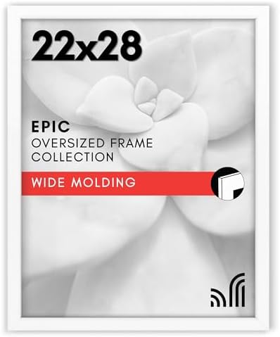 Americanflat 22x28 Poster Frame - White Engineered Wood with Polished Plexiglass - Wide Picture Frame for Vertical or Horizontal Wall Display - Epic Collection - White by Americanflat