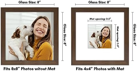 Americanflat 8x8 Picture Frame - Matted to 4x4 - Engineered Wood - Walnut - Image 3