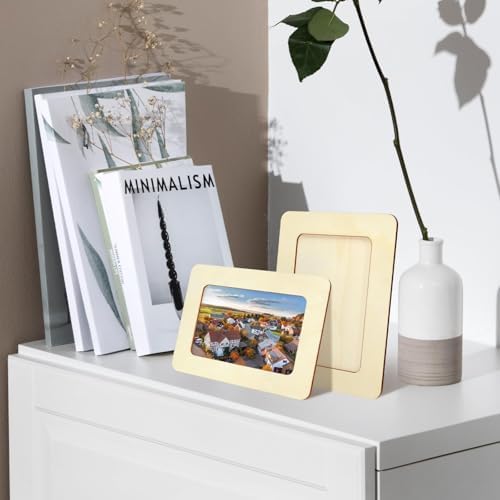 VOKOY 30 Pack Wooden Picture Frames for Crafts, 4" x 6" Photos DIY Wood Frames for Crafting,Unfinished Standing Photo Frames DIY Crafts Wood Decorate for Birthday Party Gifts - Image 6