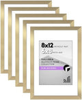 Americanflat 8x12 Picture Frame 5-Pack - Matted to 6x8 - Gold by Americanflat