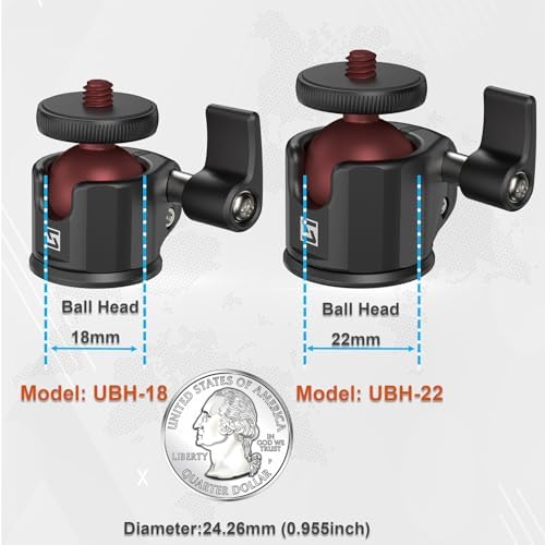 SIOTI Mini Ball Head Mount Adapter, with Hot Shoe Mont, Compatible with Monopod/Digital Card Camera/Microphone/Smart Phone/Action Camera/Flash/LCD (UM18) - Image 6