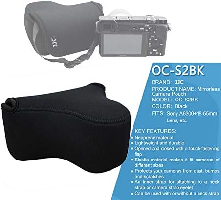 JJC Black Ultra Light Neoprene Camera Case for Sony a6600 a6500 a6400 a6300 a6100 a6000 a5100 +18-55mm/E 50mm F1.8 Lens, Pouch Bag for Fuji X-T30 X-T20 X-T10 +16-50mm, Canon PowerShot SX530 SX540 G3X by Fotasy
