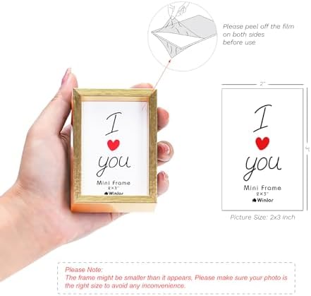 Small Picture Frame 2x3 6 Pack, Magnetic Photo Frames for Fridge and Tabletop Desk Decor, Cute Wallet Size Colored Picture Frames for School Locker, Family Baby Photo, Gold - Image 4