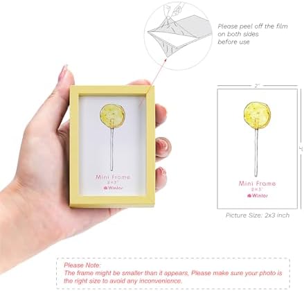 Small Picture Frame 2x3 6 Pack, Magnetic Photo Frames for Fridge and Tabletop Desk Decor, Cute Wallet Size Colored Picture Frames for School Locker, Family Baby Photo, Yellow - Image 4
