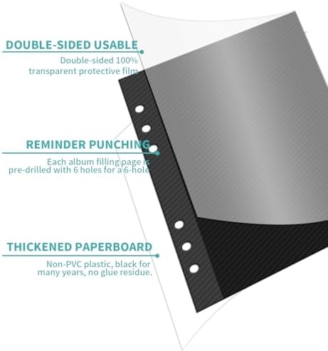 Photo Album Pages Refill for 6 Ring Binder, 15 Sheets/30 Self-Adhesive Page - Image 3